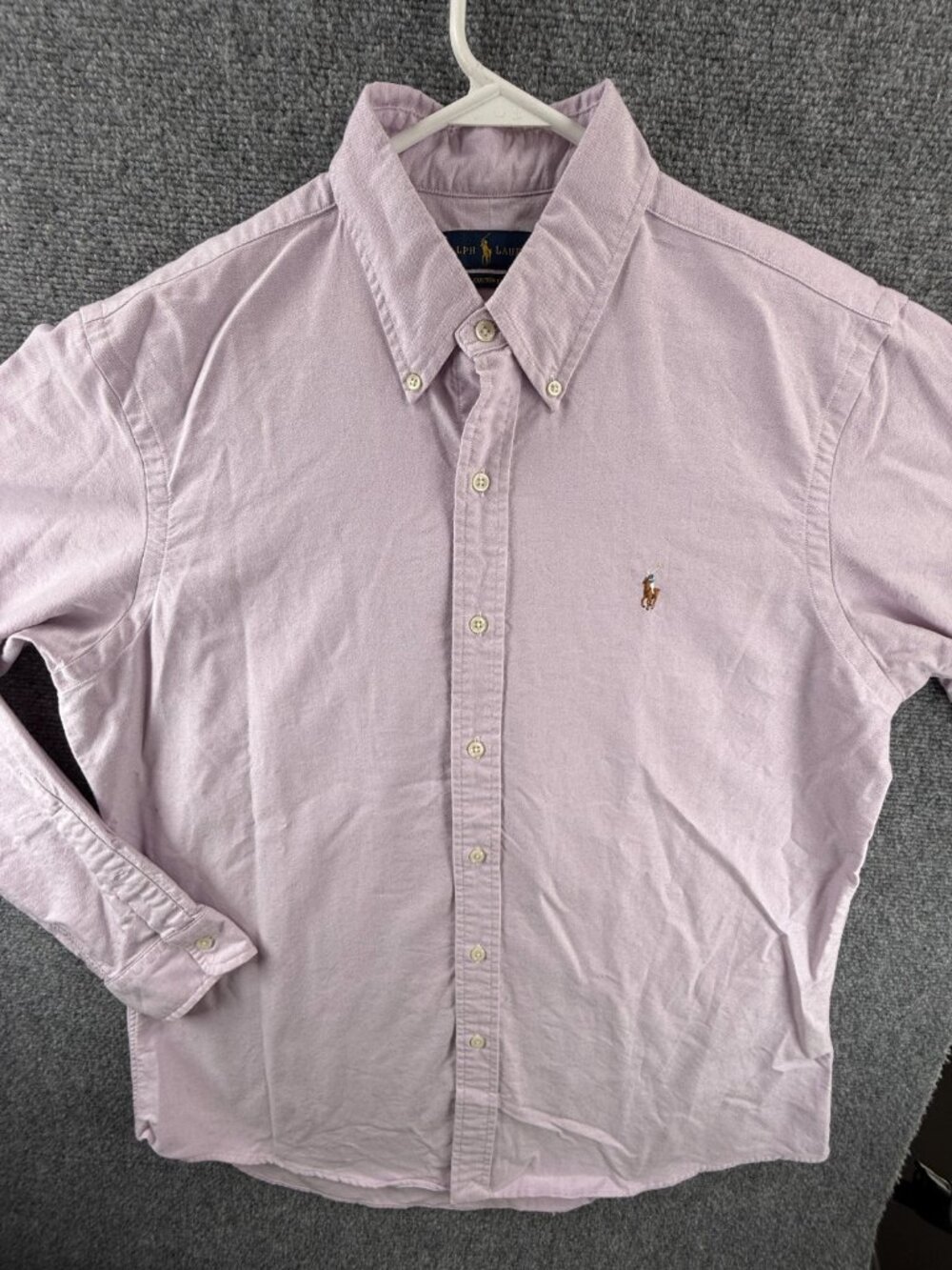 Ralph Lauren OCBD Purple Size Large Custom Fit Long Sleeve Cotton Men Pony Logo